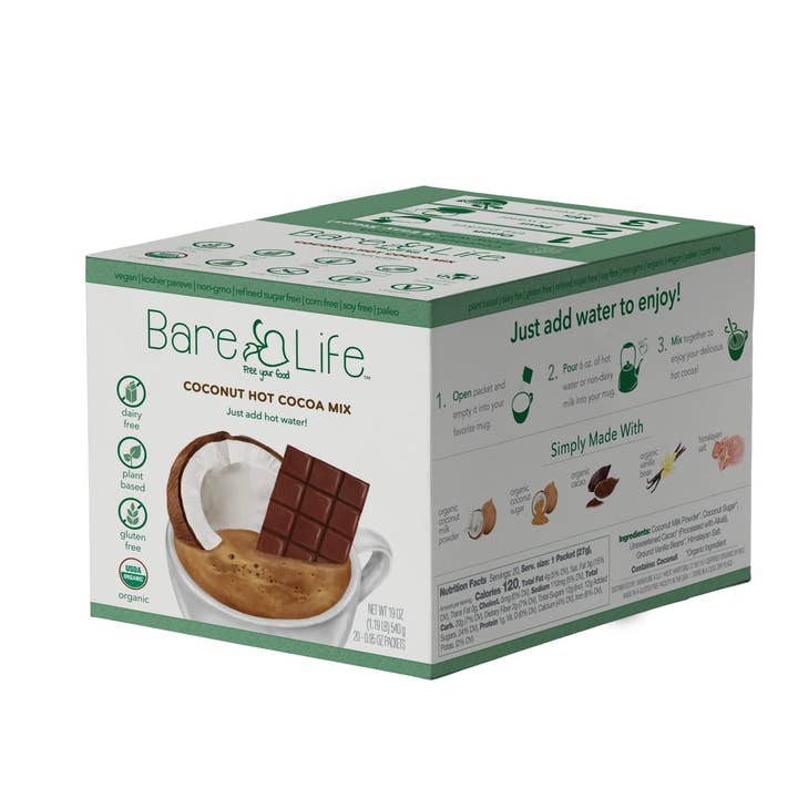 Bare Life - Wholesale Hot Cocoa Mix/Kit - Dairy Free & Vegan Coconut Hot Cocoa Mix - 0.95 Oz (20 Ct.)5