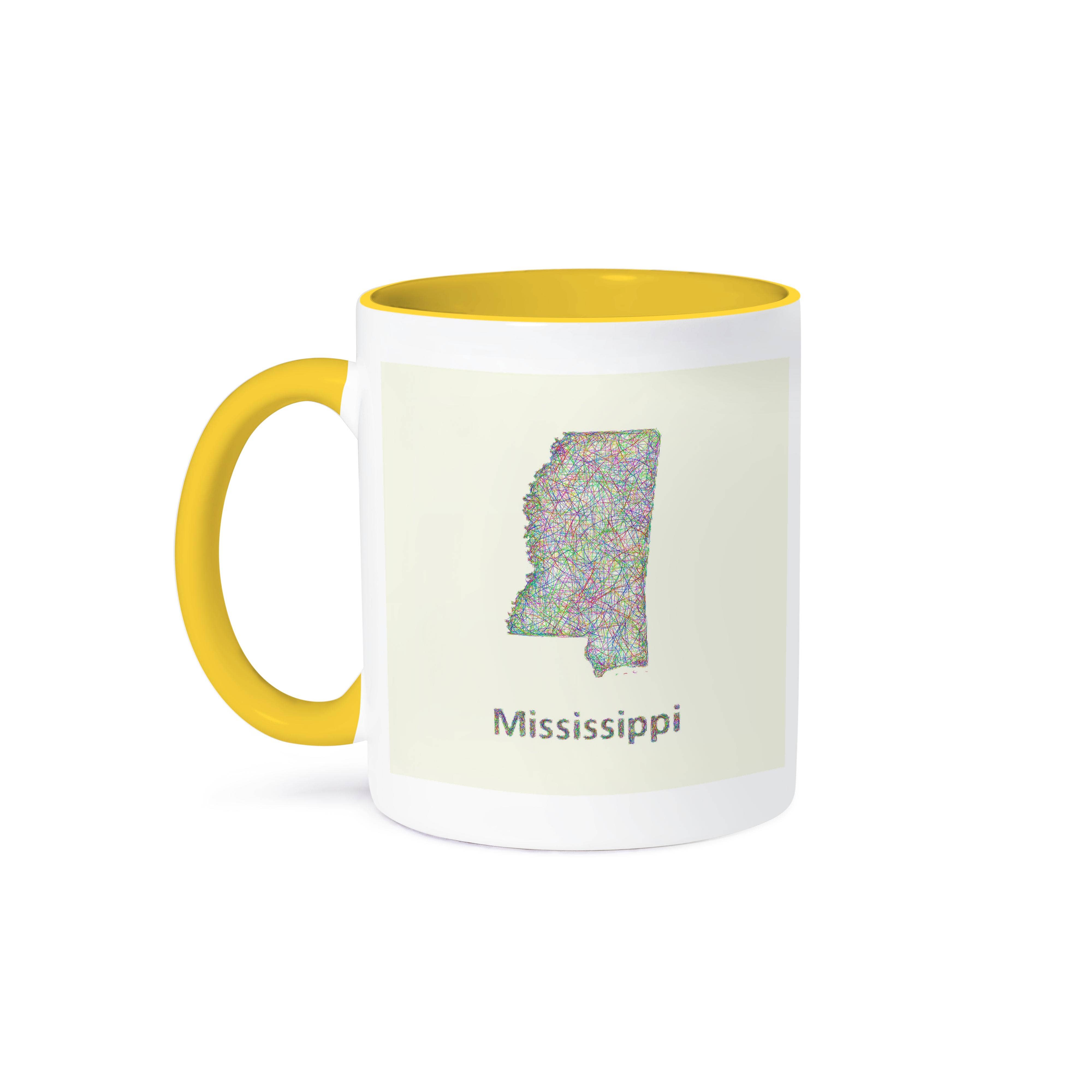 3dRose - Vente Tasse à café - 3dRose, Carte de l'État du Mississippi - design graphique coloré en ligne, Tasse0
