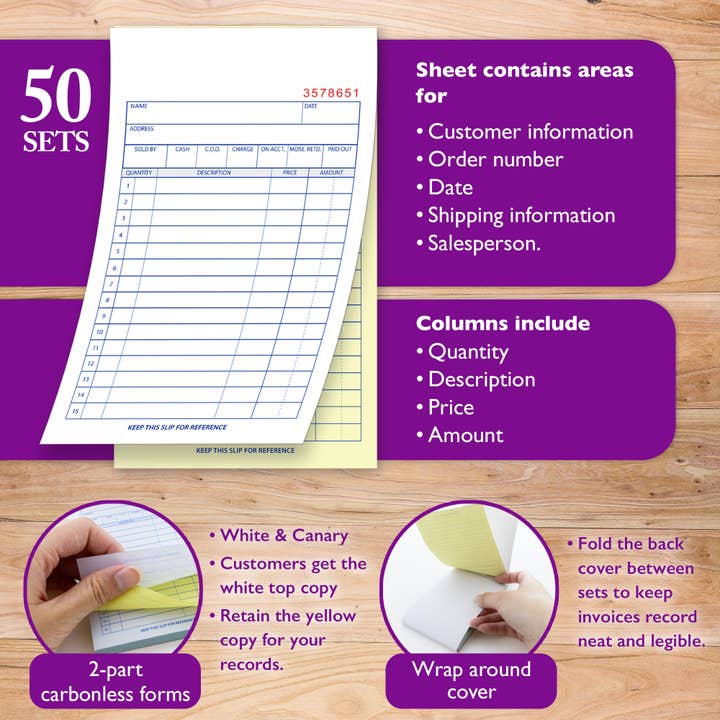 BAZIC Products - Wholesale Notebook - General Sales Book 2-Part Carbonless 3 11/32" x 5 5/8"