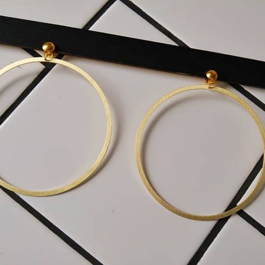 Oversized Gold Geometric Hoop Clip-On Earrings for wholesale by Laka Luka