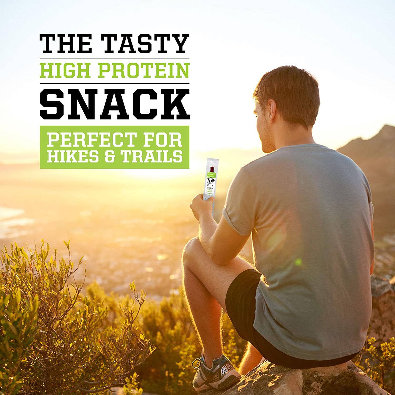 Big Fork – wholesale Torkat kött – Thailändska gröna curry-jerkysticks | Hög proteinhalt | Ta med och gå9