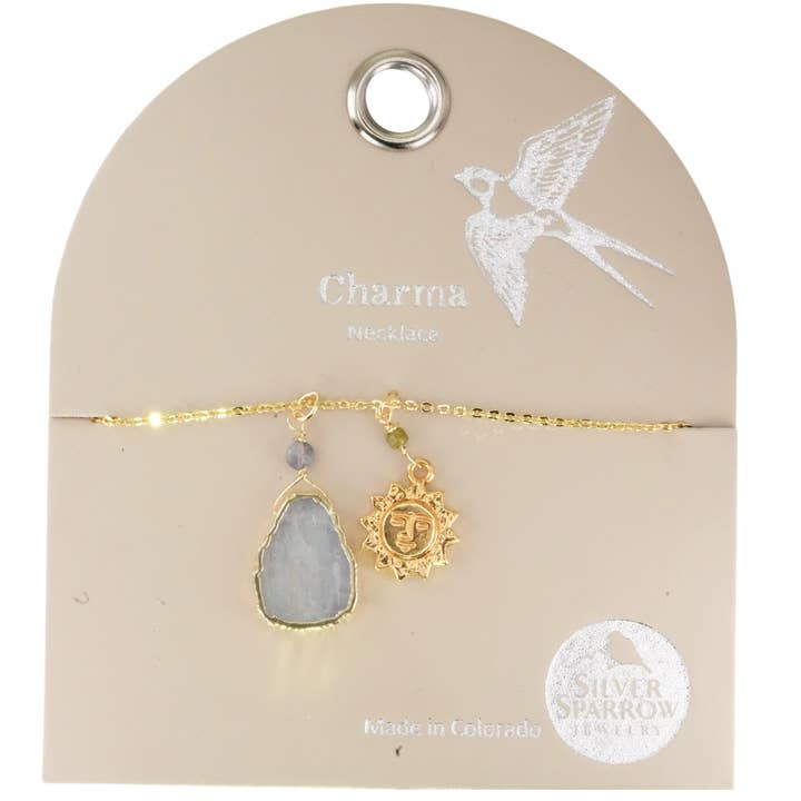 Charma Guld Sol Halskæde med Månesten for engroshandel hos Silver Sparrow Jewelry