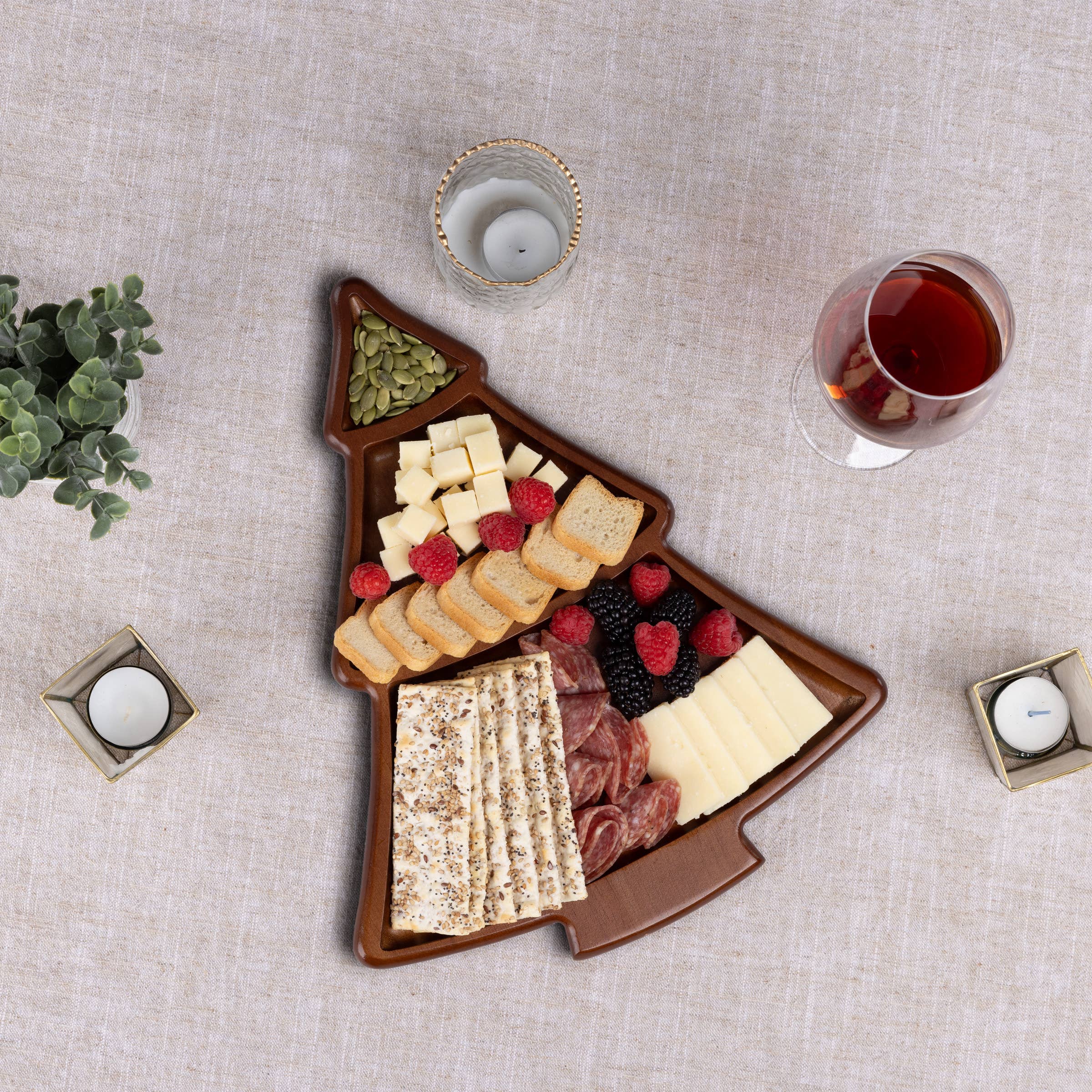 Stained Parawood Christmas Tree Reversible Serving Tray - Charcuterie Board for wholesale on Faire0