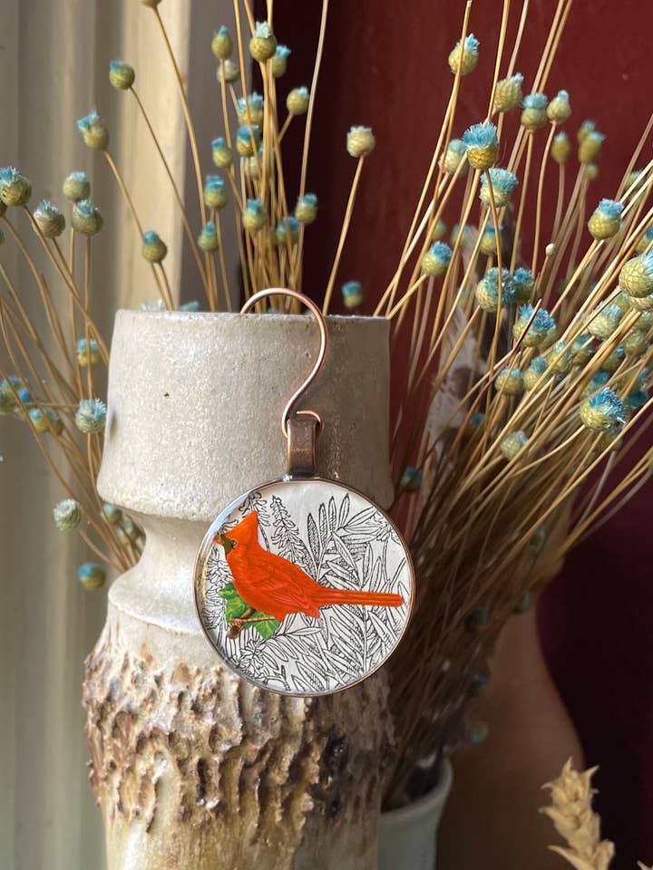 Cardinal Bird wall hanging, talisman - home adornment for wholesale by joeyfivecents