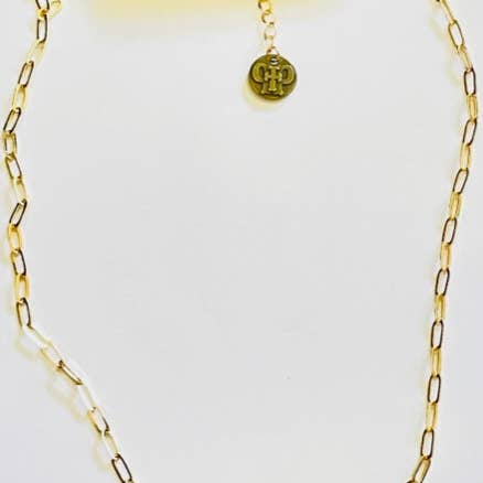 Pink Panache Brands - Wholesale Pendant/Charm Necklace - Gold tone paperclip chain necklace with cluster bicone beads - LC1