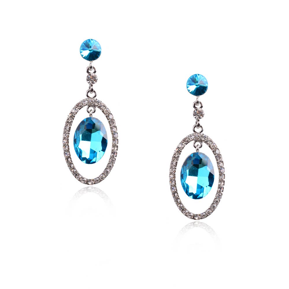 Cool Crystals - Wholesale Dangle Earrings - Wedding Aqua Teardrop Pierced Dangle Earrings0