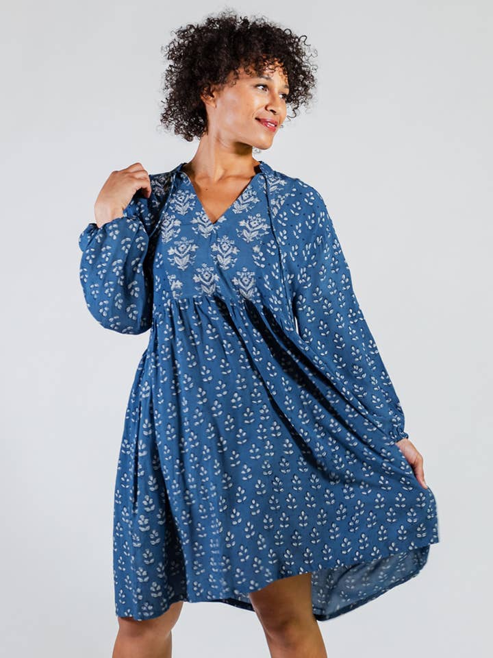 Mata Traders - Wholesale Dress - Women's - Sohla Mini Dress Indigo Mix