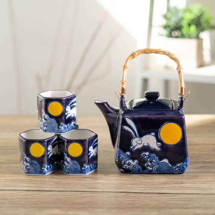 Urban Tokyo - Wholesale Tea set - Moon Rabbit Design Tea Set 20oz Tea Pot with 4 Hexagon Cups (4/8)1