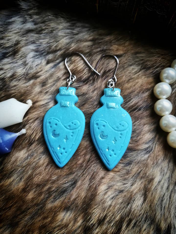 Polymer Clay Potion Bottle Earrings (Random Color) for wholesale by Pink Dice Bag