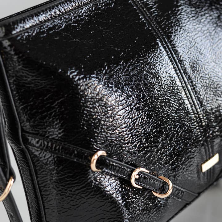 NOCO - Wholesale Shoulder Bag - Women's - Black Patent Leather Buckle Hobo3