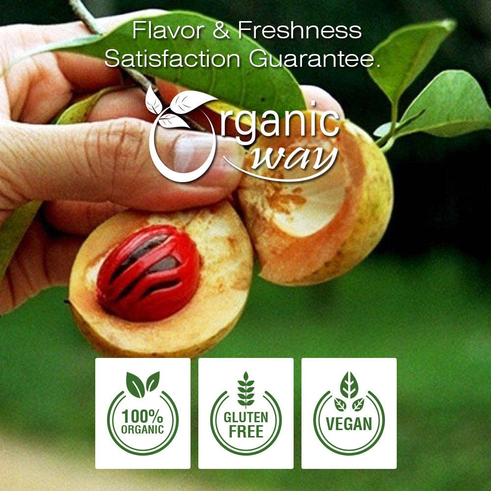 Organic Way LLC - Wholesale Dried Spice - Premium Ground Nutmeg Powder (Myristica fragrans) - Healthy Digestion | Kosher Certified | Non GMO & Gluten Free | USDA Certified | Origin - India2