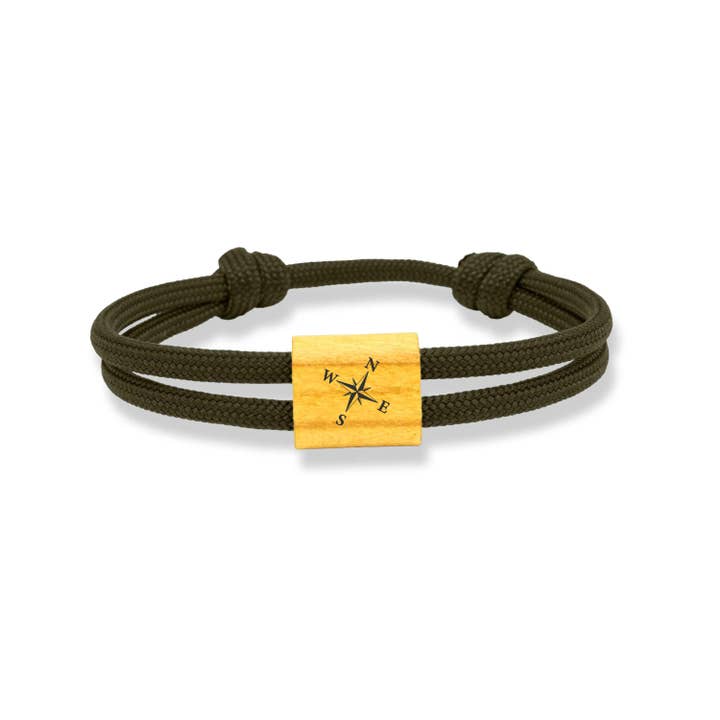 Pulsera de cuerda náutica con brújula para venta al por mayor de Holzkarat