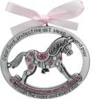 Abbey & CA Gift - Wholesale Ornament - Pink Rocking Horse Crib Medal