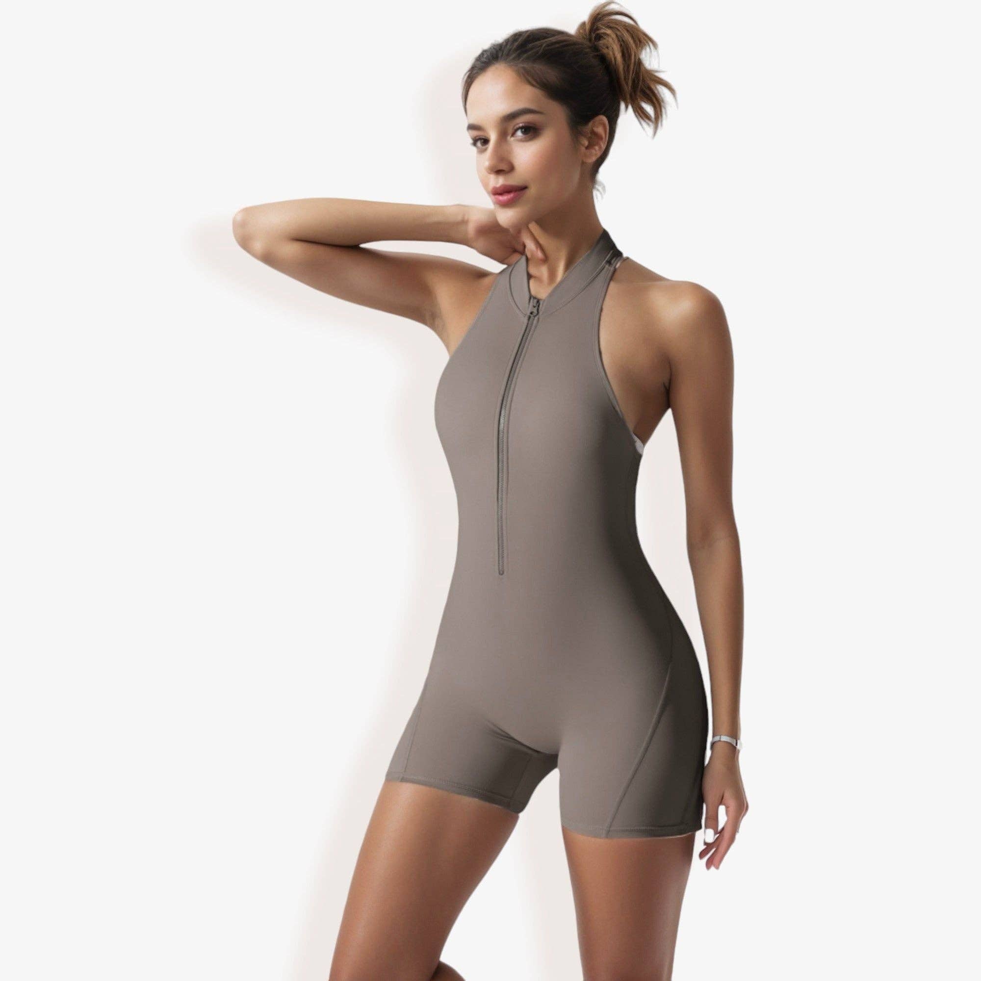 Active by Anna-Kaci – wholesale Bodysuit – Women’s – Sleeveless High Neck Zip Front Bodysuit15