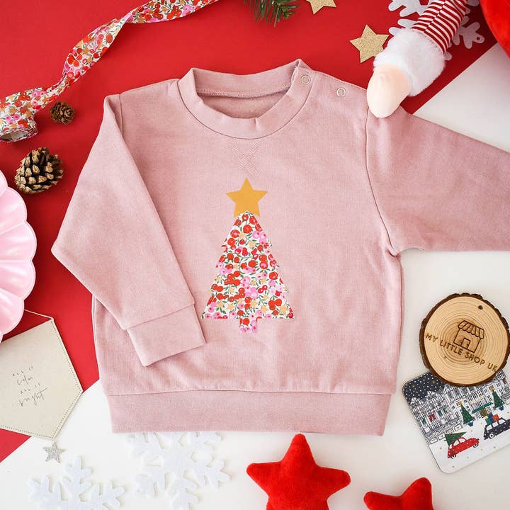 Liberty of London Christmas children's jumper pink for wholesale by My Little Shop UK