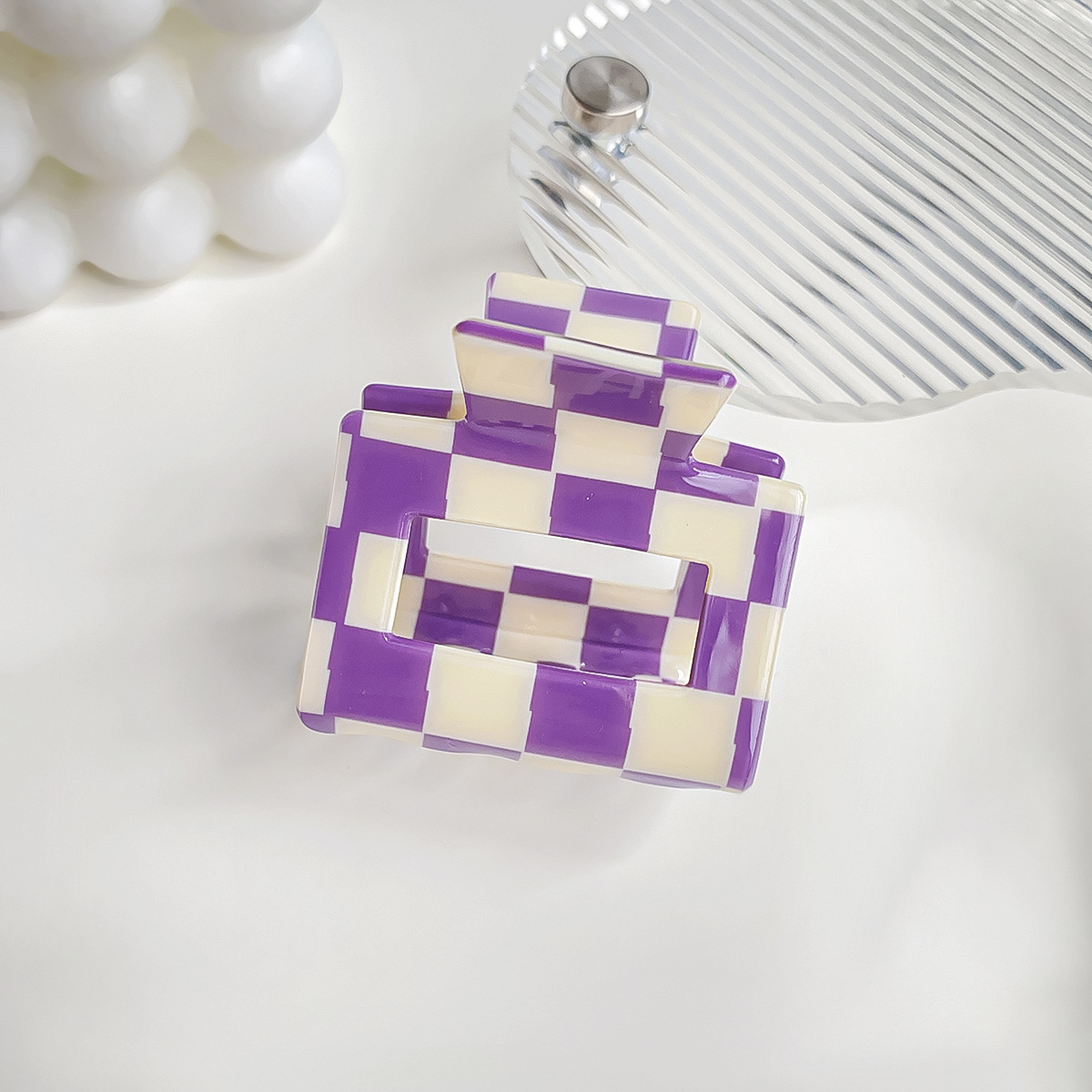 ACCITY - Wholesale Hair Clip - Women's - Checkerboard Hair Claw – Candy Color Acetate Look_CWMM1008432