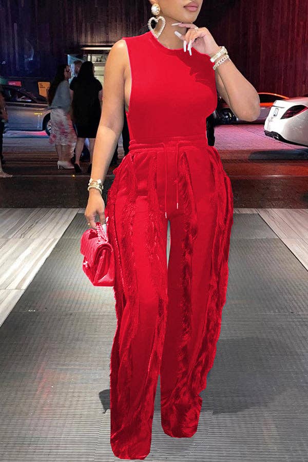 MB Fashion Wholesale - Wholesale Top & Pant Set (NOT Loungewear) - Women's - MB FASHION Sleeveless Fringe Tank Top and Pants Set 220LY33