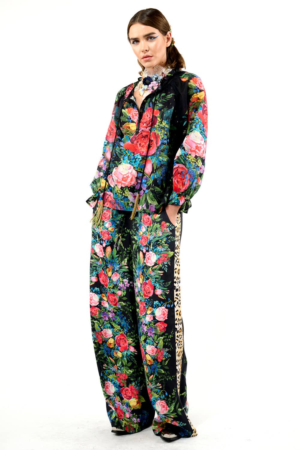 Black Floral Zinnia Pants for wholesale on Faire15