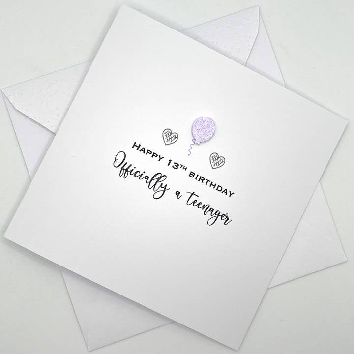 Handmade 13th Birthday Card with Balloon for wholesale by Looks Inviting