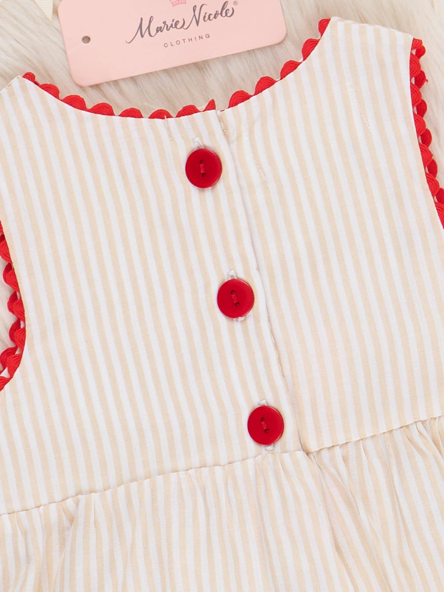 Marie Nicole Clothing - Wholesale Clothing Set - Baby - Embroidered Red Tractor Smocked Bloomers Outfit2