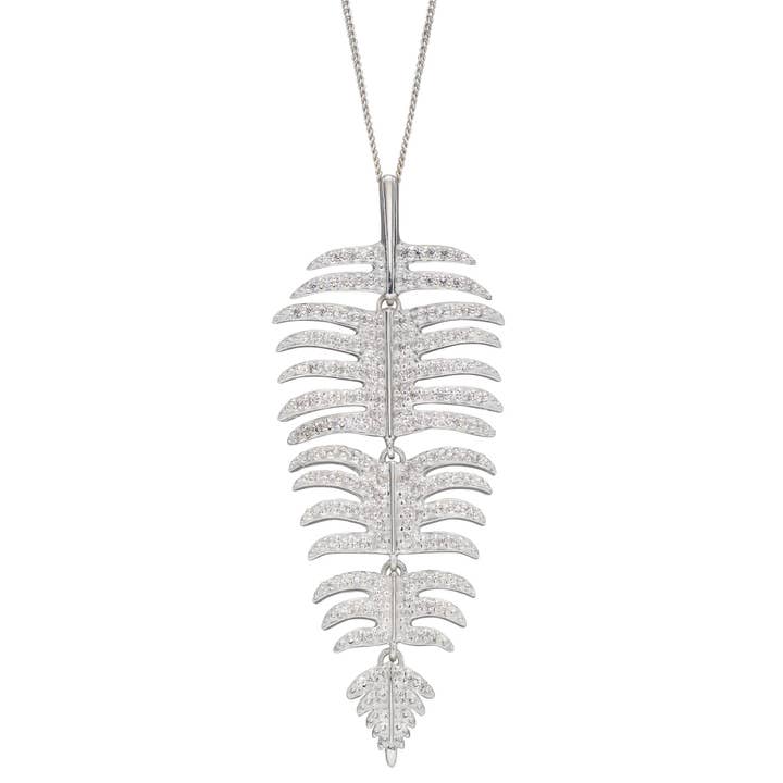 Palmblatt-Anhänger mit Zirkonia für den Großhandel von Gecko Jewellery