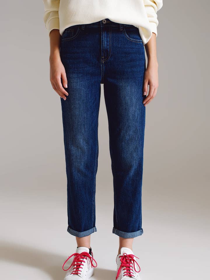 Basic Straight Jeans i mørk vask for engroshandel hos Q2—All Orders:Free Duties for the US,UK,and Canada