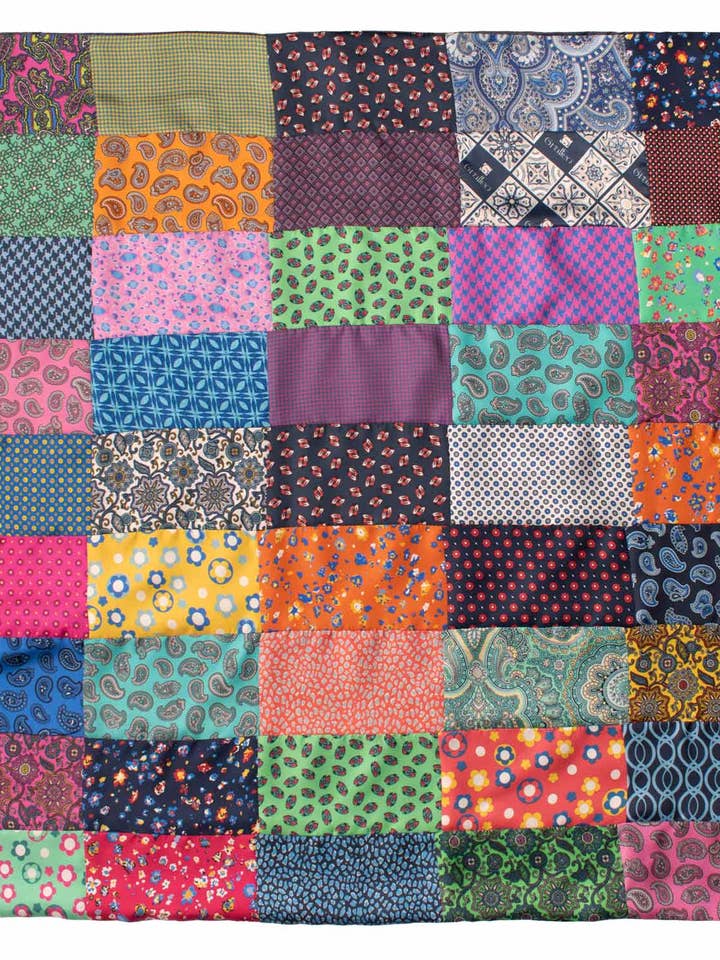 Vintage Patchwork Silketørklæde Mønstret Multifarvet FP62 for engroshandel hos Graffeo Cravatte
