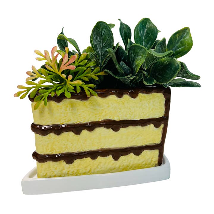 Slice Of Cake Celebration Planter - Chocolate for wholesale by Streamline