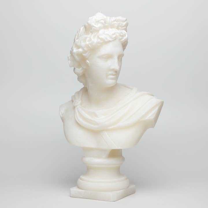 Agora Home DECO – Engroshandel Gavelys – Hvid Apollo Xl Græsk Hovedlys - Romersk Buste Figur