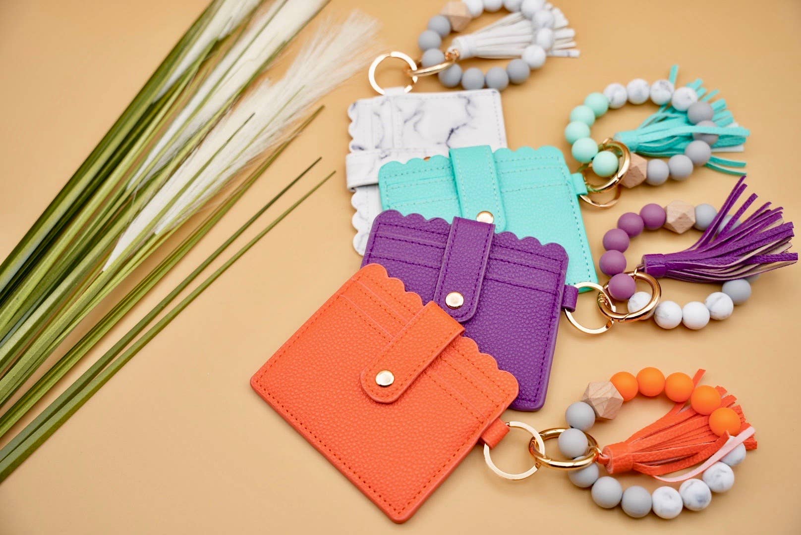 American Leather Goods - Wholesale Wallet - Women's - Leather Keychain Wallet With Wristlet Bangle Bracelet7