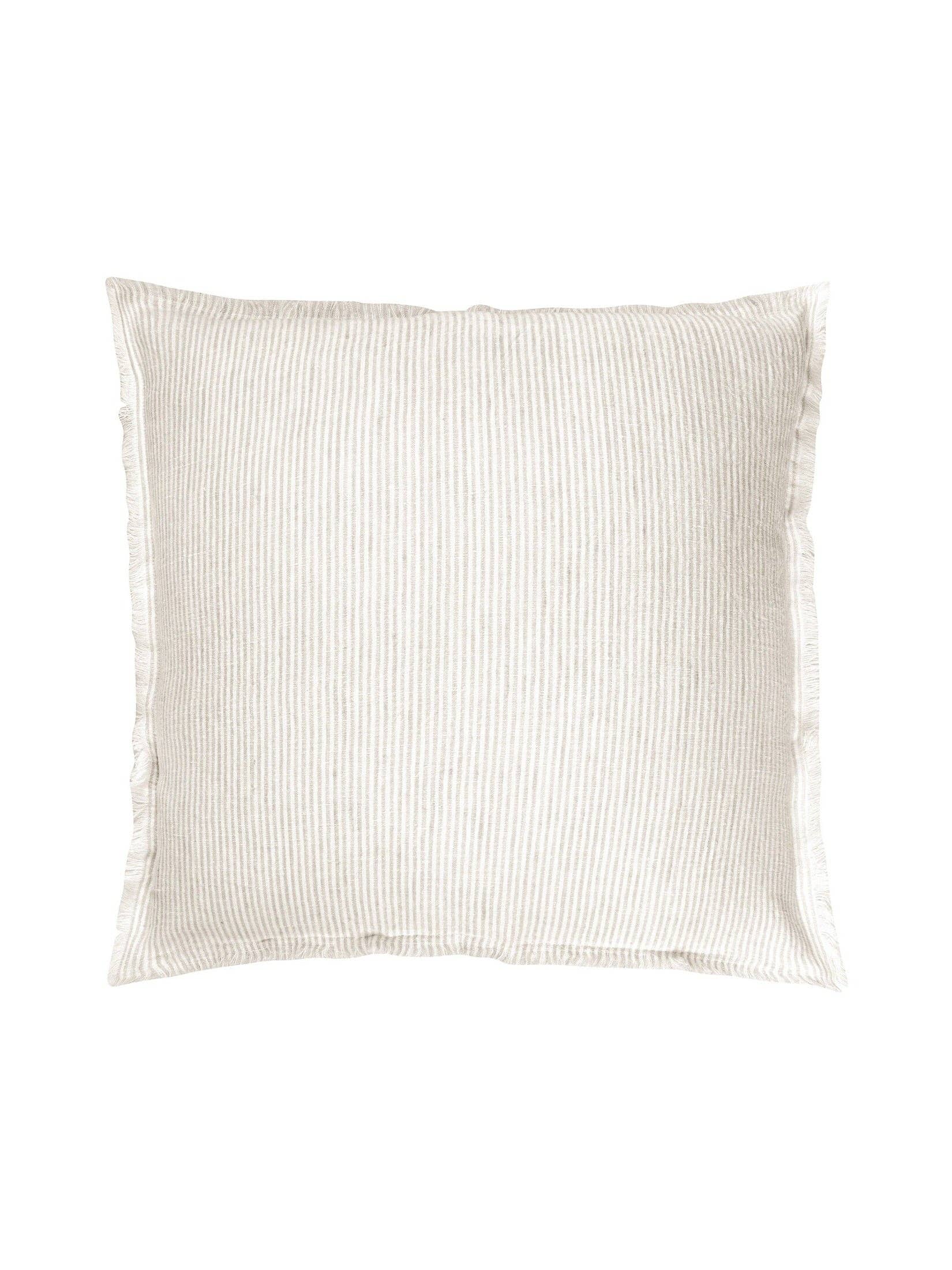 Anaya Home - Wholesale Decoratief kussen - Beige Kussen van Zacht Linnen met Streepjes en Franjes6