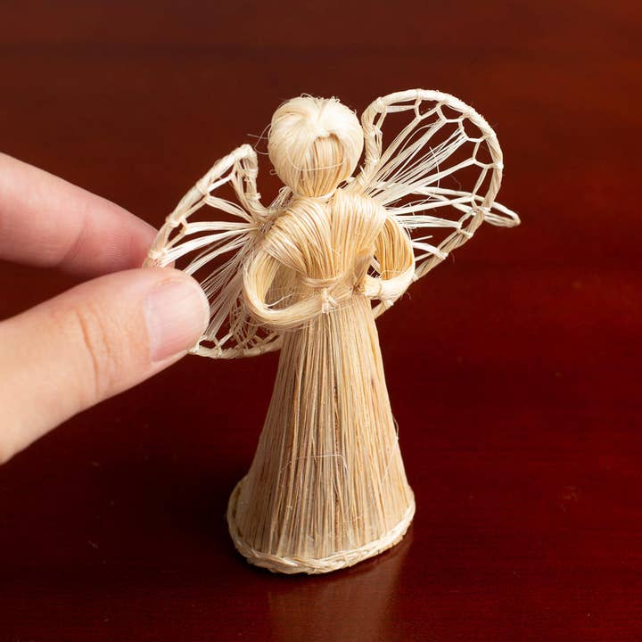 Factory Direct Craft - Wholesale Christmas Decoration - 4"tall Natural Abaca Straw Cone Angel Doll 2