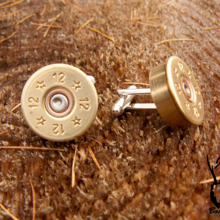 Silver plated upcycled shotgun cartridge cufflinks for wholesale by J Boult Designs