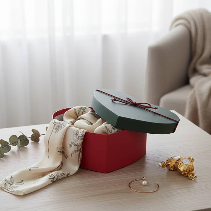 Emartbuy - Vendita all'ingrosso Confezioni regalo - Scatola regalo a forma di cuore di lusso rossa/verde - Singola (Taglie disponibili)6