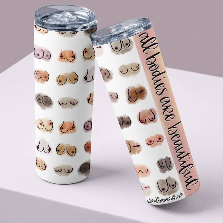 All Bodies Are Beautiful/Titty Committee Tumbler - Tall 20oz for wholesale by Black Cat Bazaar