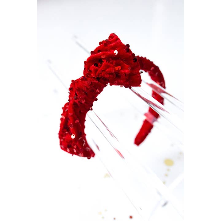 Cheeky Plum - Wholesale Fashion Headband - Women's - Sequin Headband - Red Haute5