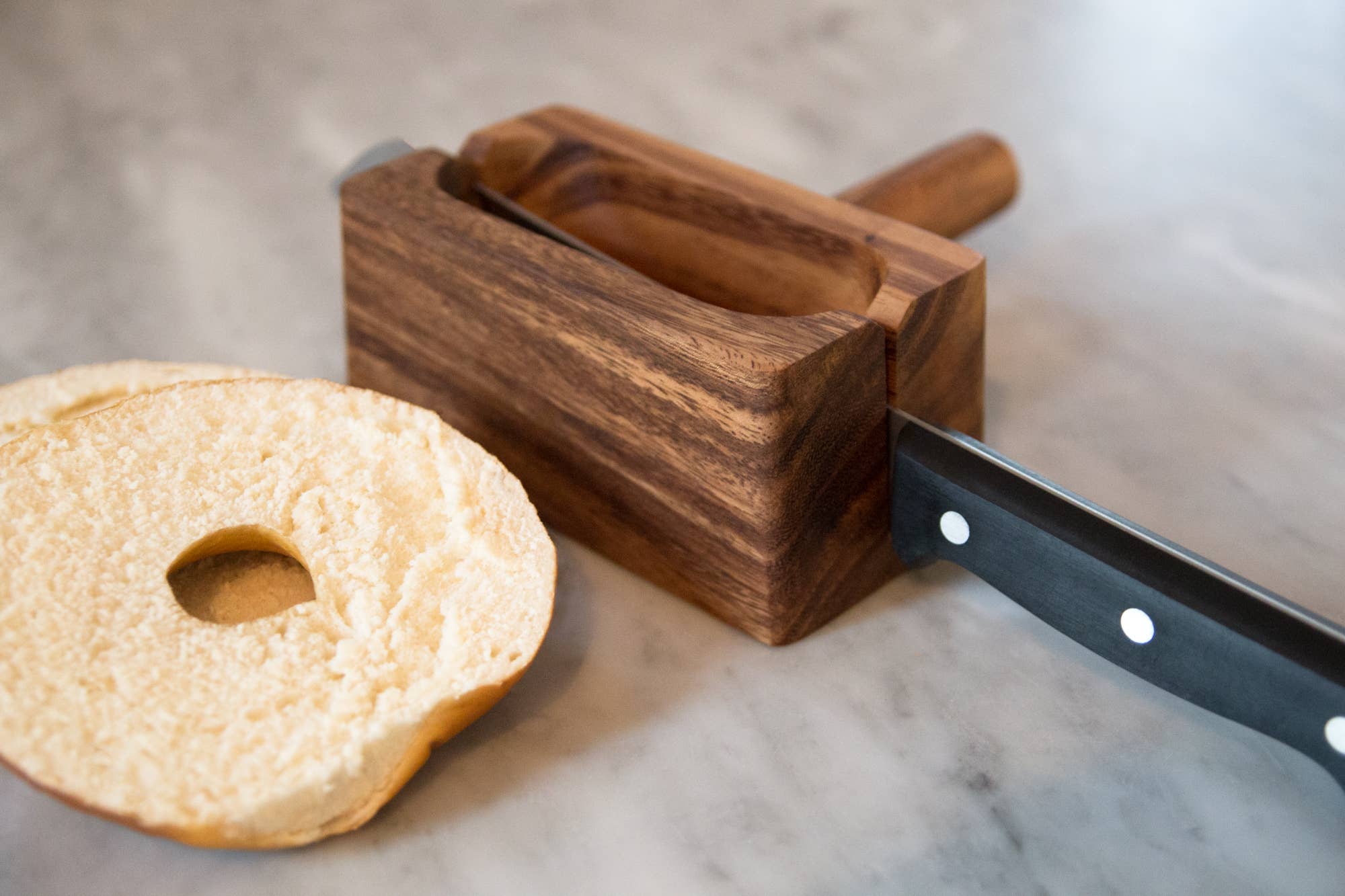 Fox Run Brands - Wholesale Kitchen Tool/Gadget - Ironwood Bagel Miter, Acacia Wood, 7" x 5.5" x 2.5"1