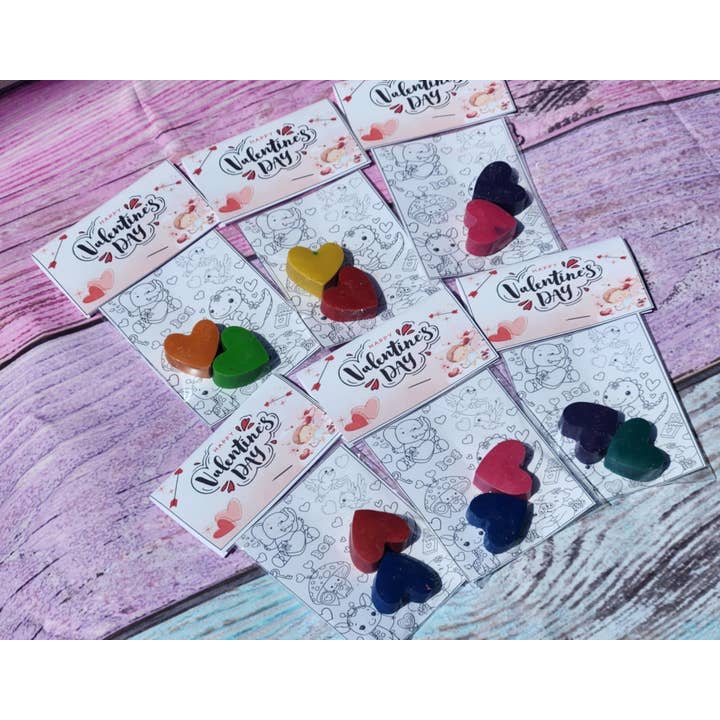 Alla hjärtans dag-hjärtformade kritor med färgläggningskit för wholesale av Snazzy Crayons