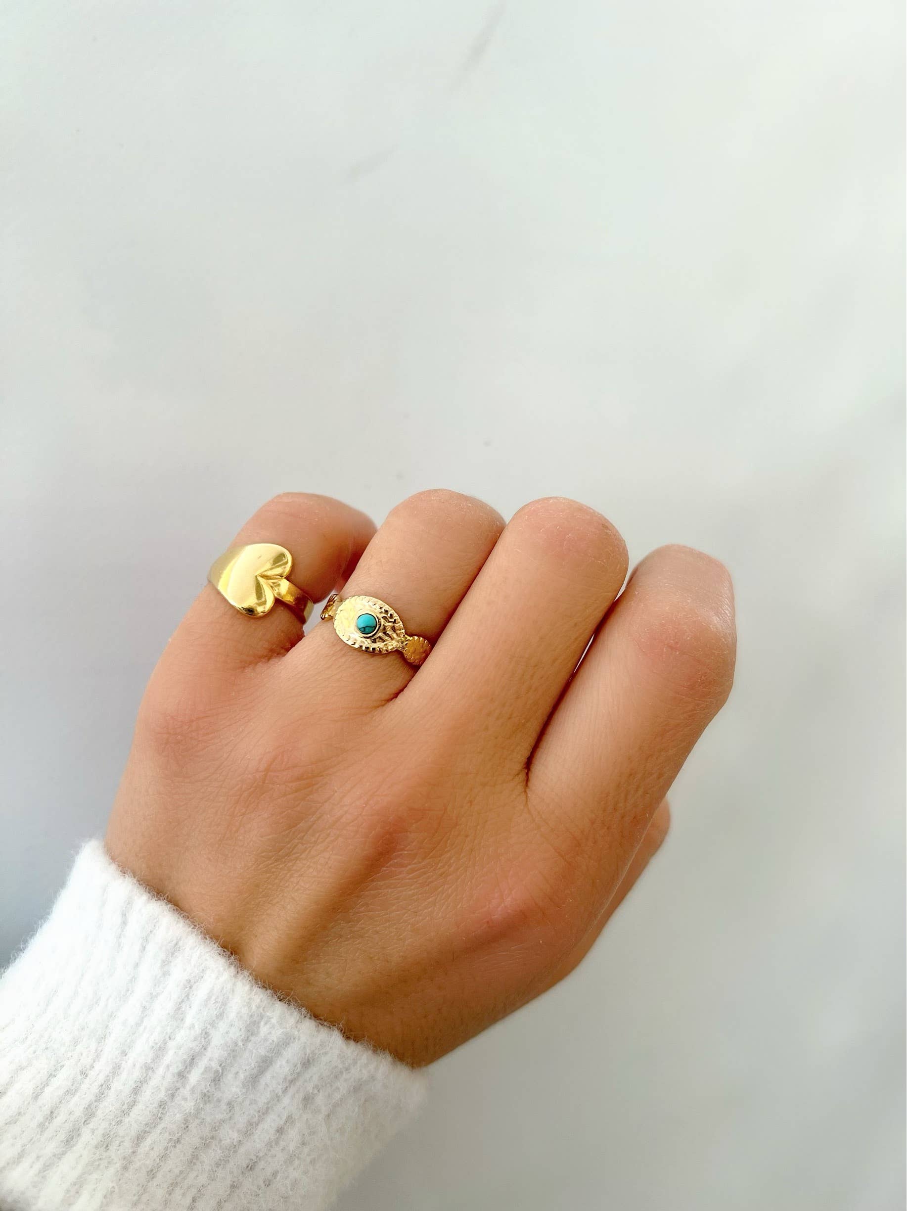 Christina Christi - Vendita all'ingrosso Anelli cocktail/statement - Anelli da donna, anelli larghi in oro, fasce ondulate, anelli regolabili3