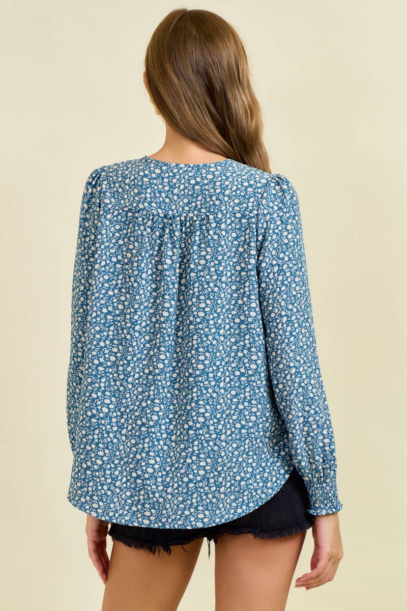 Doe and Rae – wholesale Blus - Dam – LÅNGÄRMAD BLOUS SMOCKAD BLOUS - 45713T3