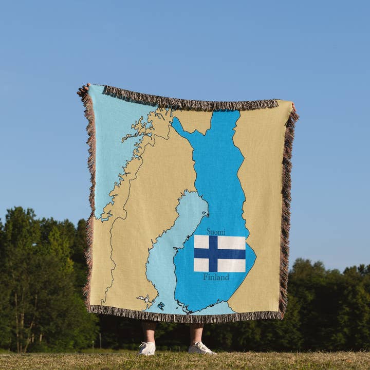 3dRose - Wholesale Throw Blanket - 3dRose, The map and flag of Finland with Finland printed in English and Finnish., Blanket1