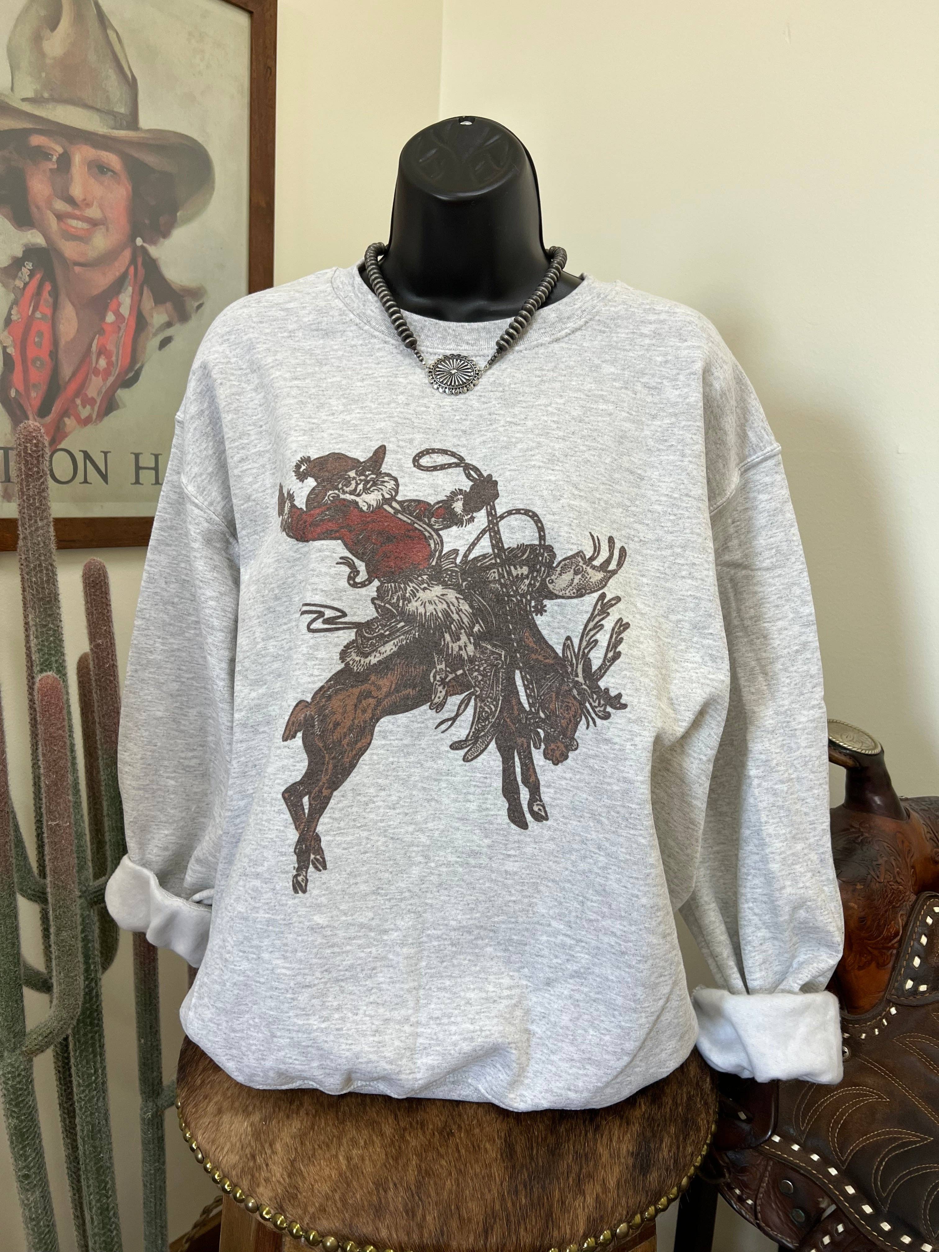 Lost Creek Boutique LLC - Wholesale Graphic Sweatshirt - Women's - Rank Reindeer Santa Crewneck1