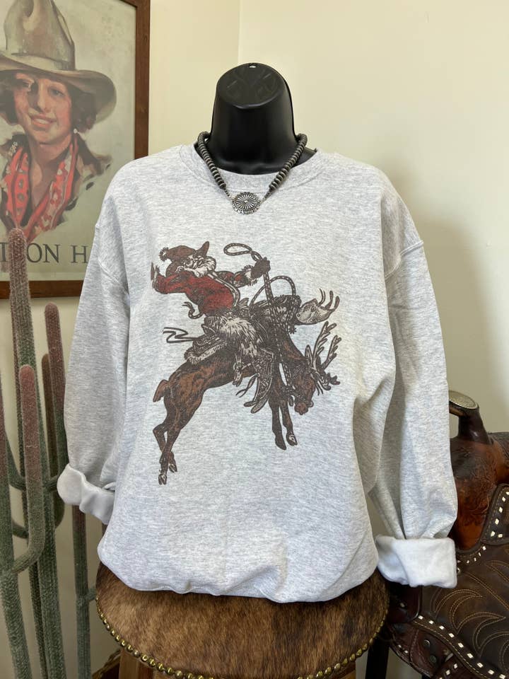 Lost Creek Boutique LLC - Wholesale Graphic Sweatshirt - Women's - Rank Reindeer Santa Crewneck1