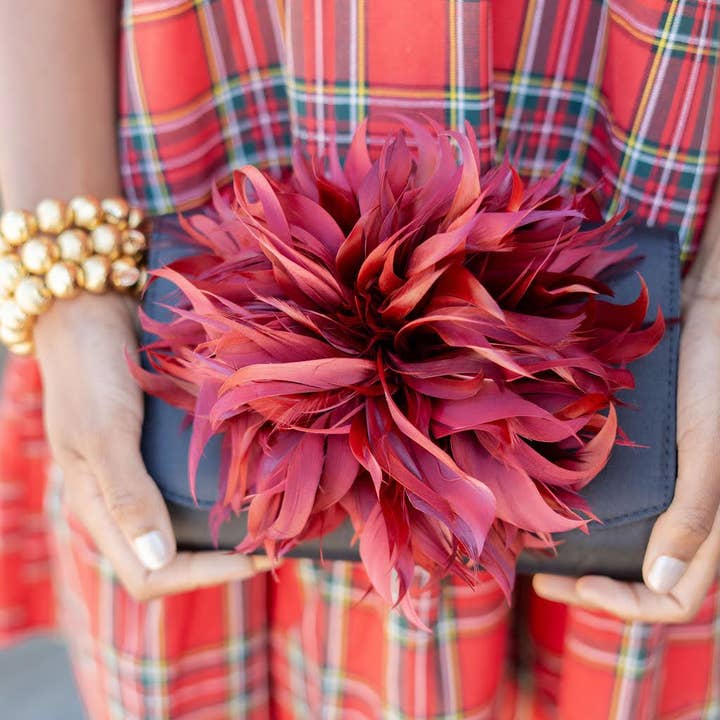 Lisi Lerch - Wholesale Clutch Bag - Women's - Black Scallop Ruby - Feather Clutch- WS0