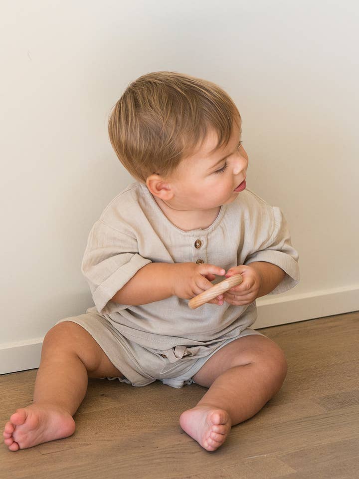 Organic Muslin Grandpa Shirt - Frankie for wholesale by Babu