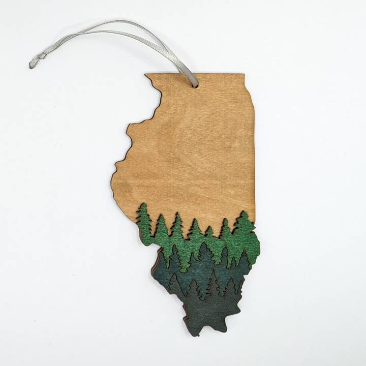 Illinois Wood Ornament Art 5" for wholesale by Knit and Nailed