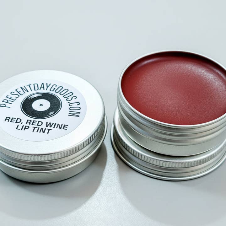 Red Red Wine Lip Tint, 1 oz. silver tin for wholesale by Present Day Goods