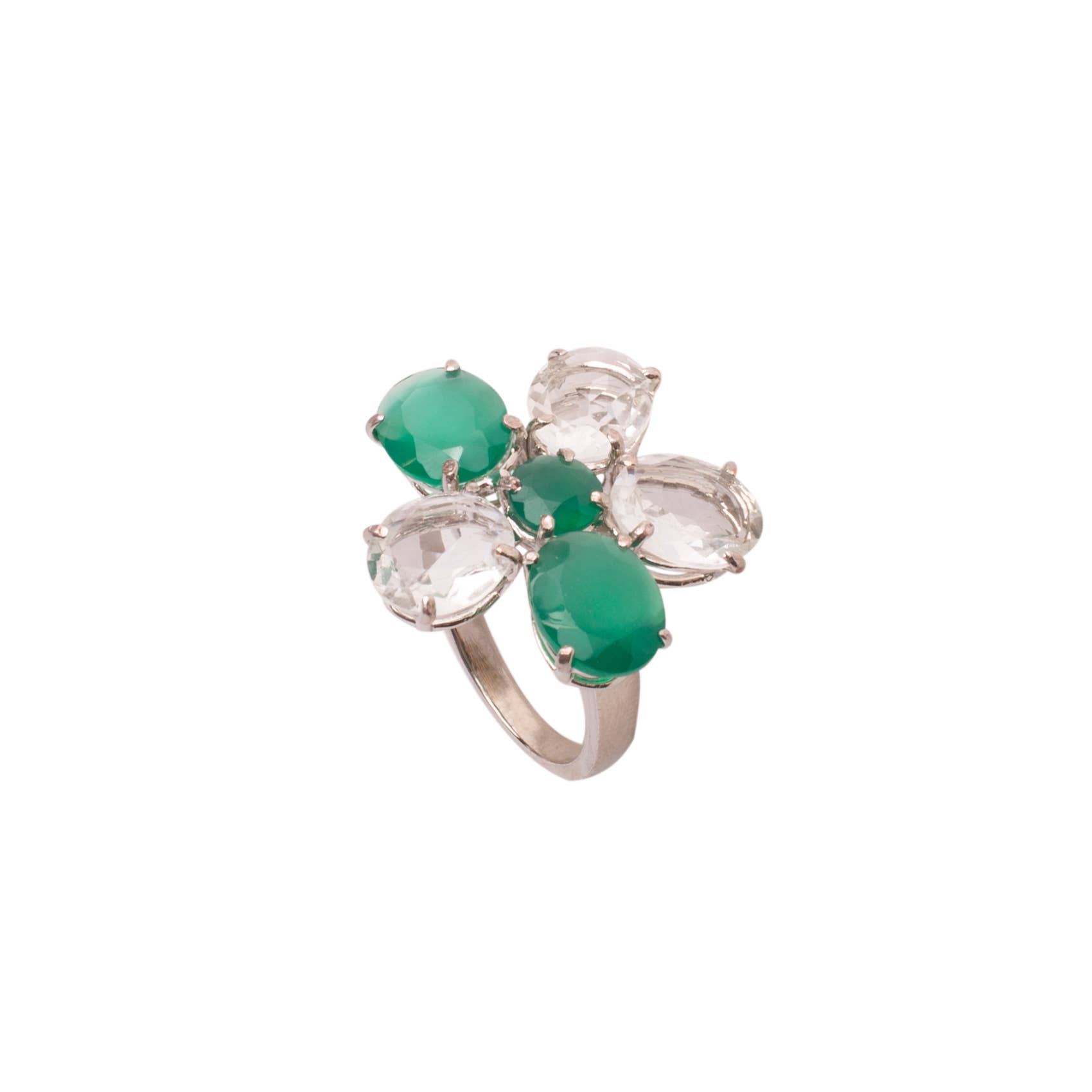 Bounkit - Wholesale Multi-Stone Ring - Green Onyx and Clear Quartz Ring0