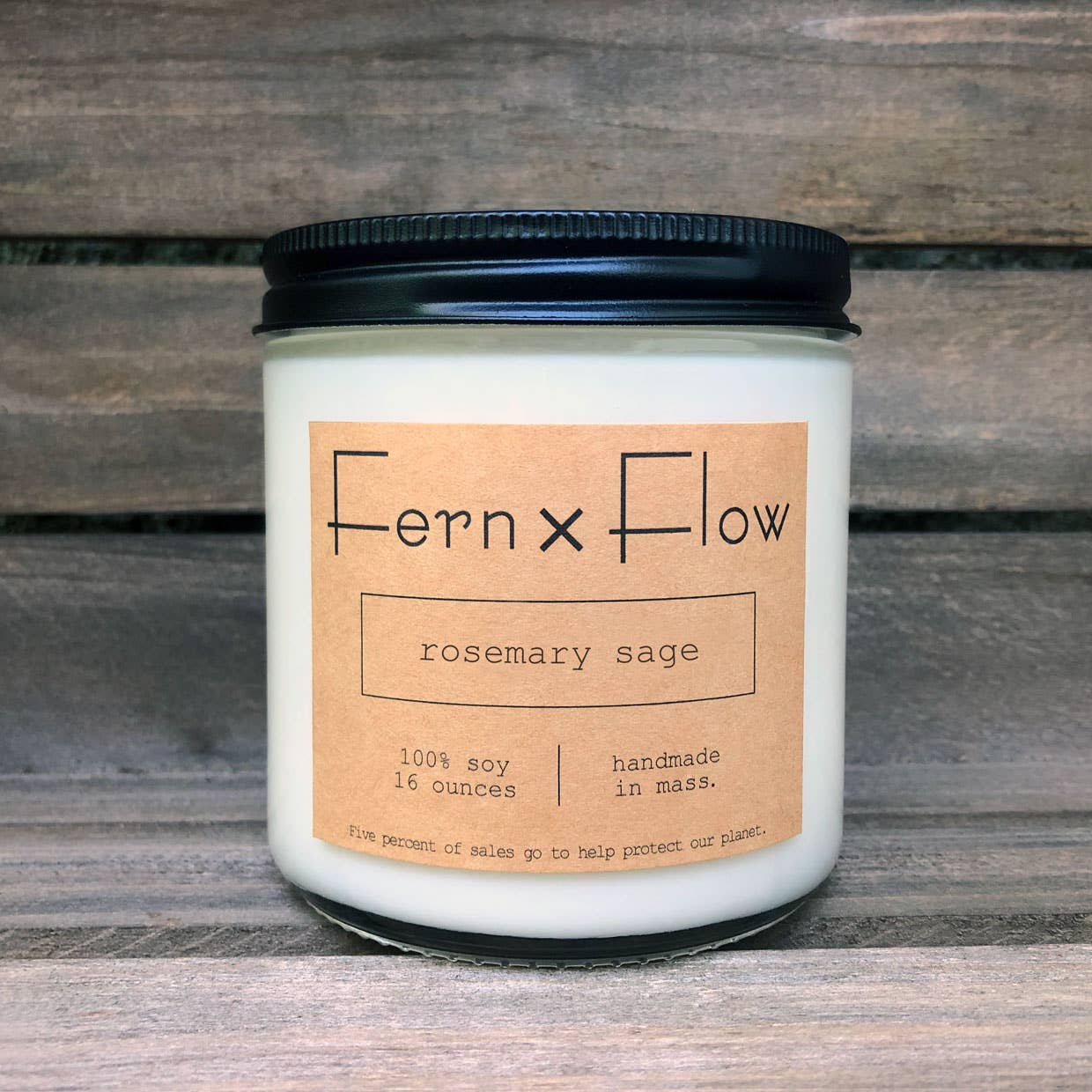 Fern x Flow Soy Candles + Home Fragrance - Wholesale Jar/Filled Candle - Rosemary Sage Farmhouse Year Round Glass Soy Candle - 8oz1