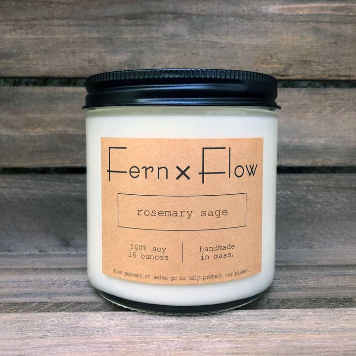 Fern x Flow Soy Candles + Home Fragrance - Wholesale Jar/Filled Candle - Rosemary Sage Farmhouse Year Round Glass Soy Candle - 8oz1
